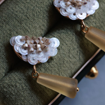 Handmade Beaded Fan Dangle Earrings
